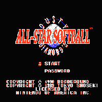 All Star Softball Title Screen